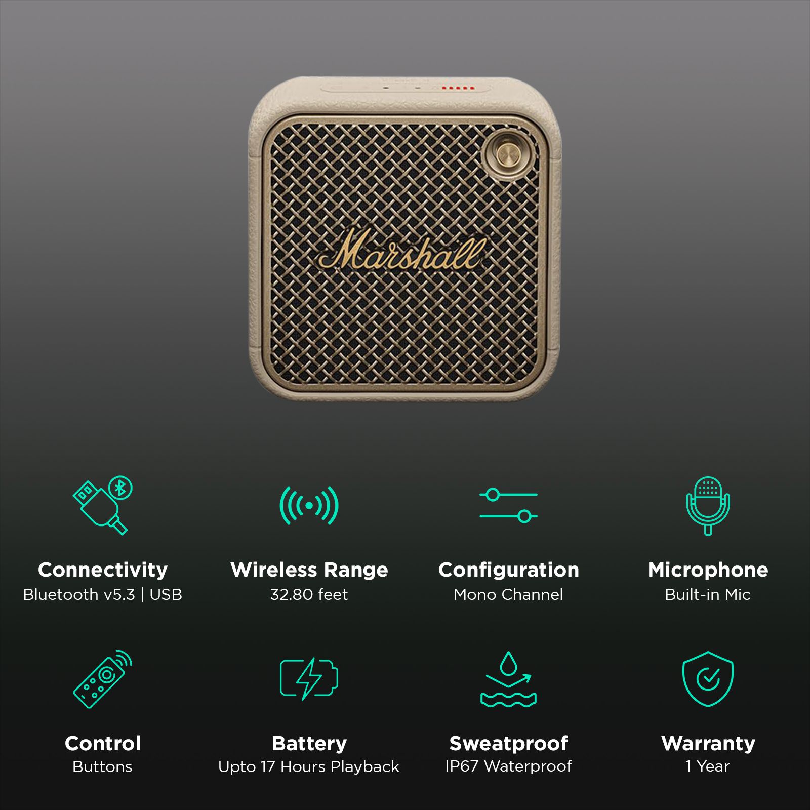 Buy Marshall Willen II 38W Portable Bluetooth Speaker (IP67